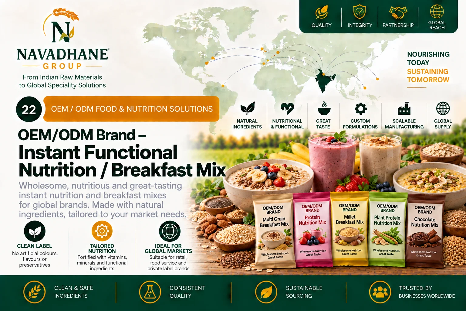 NAVADHANE™ OEM/ODM – Instant Functional Nutrition / Breakfast Mix — Navadhane Group India supplier