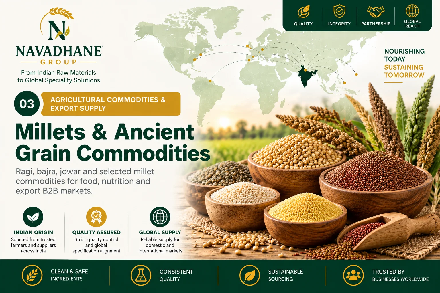 Millets & Ancient Grain Commodities — Navadhane Group India supplier