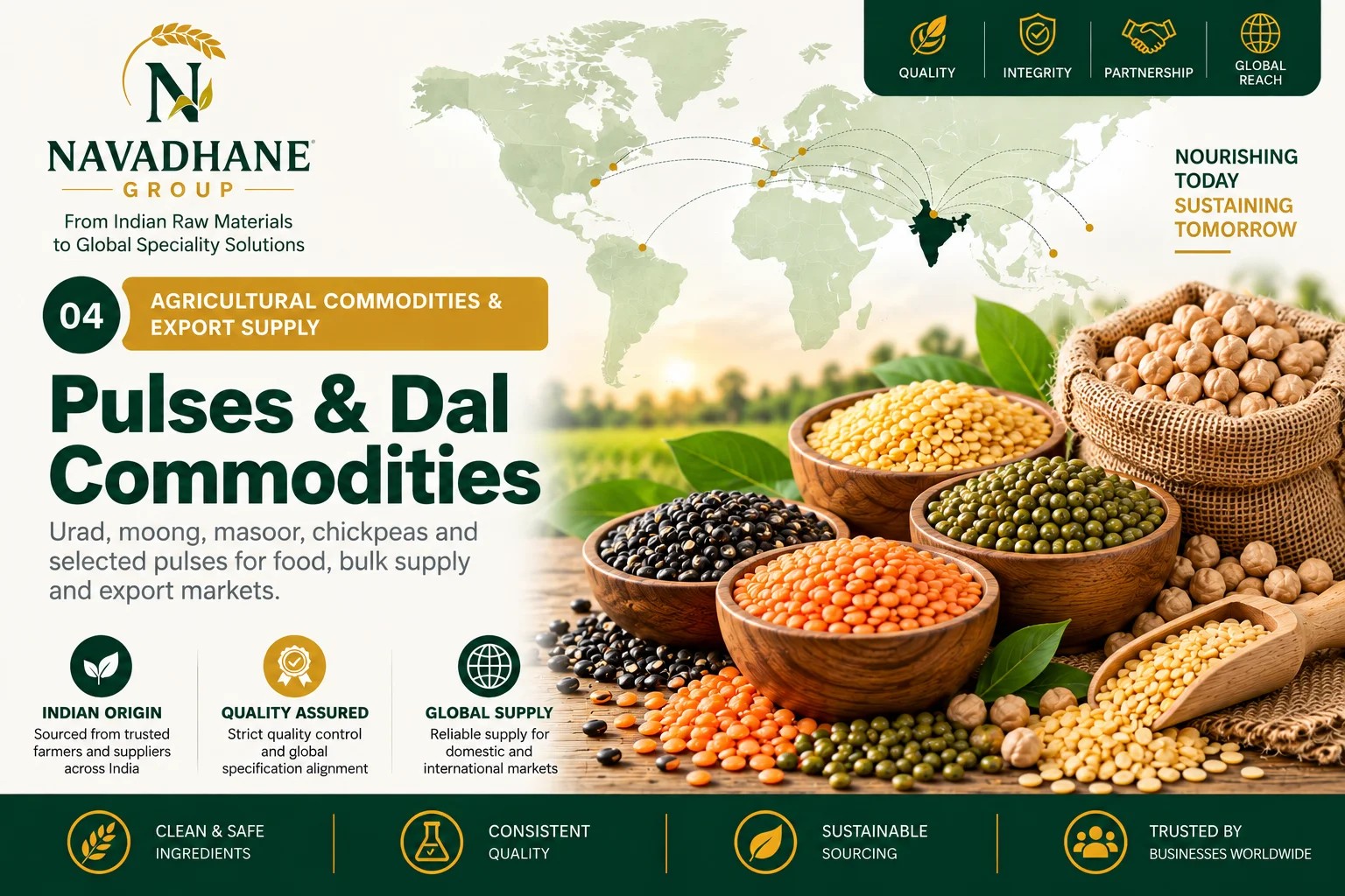 Pulses & Dal Commodities — Navadhane Group India supplier